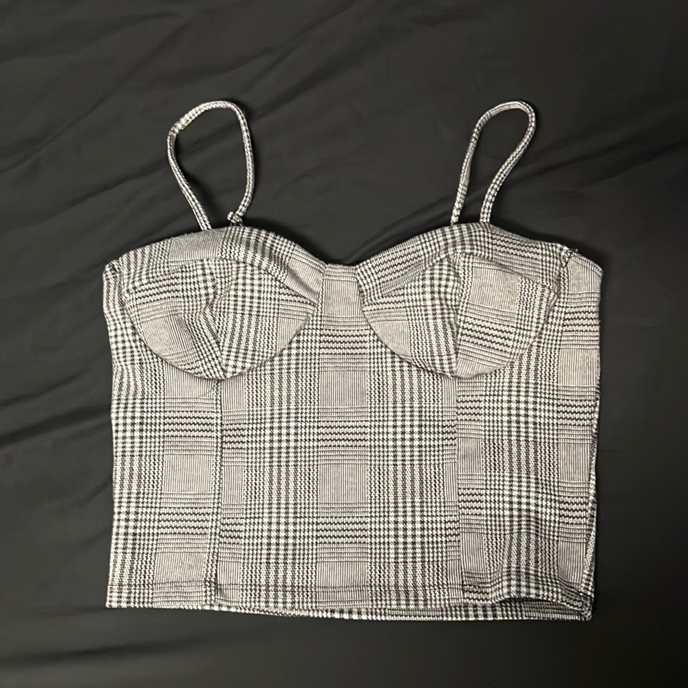 Plaid spaghetti strap crop top